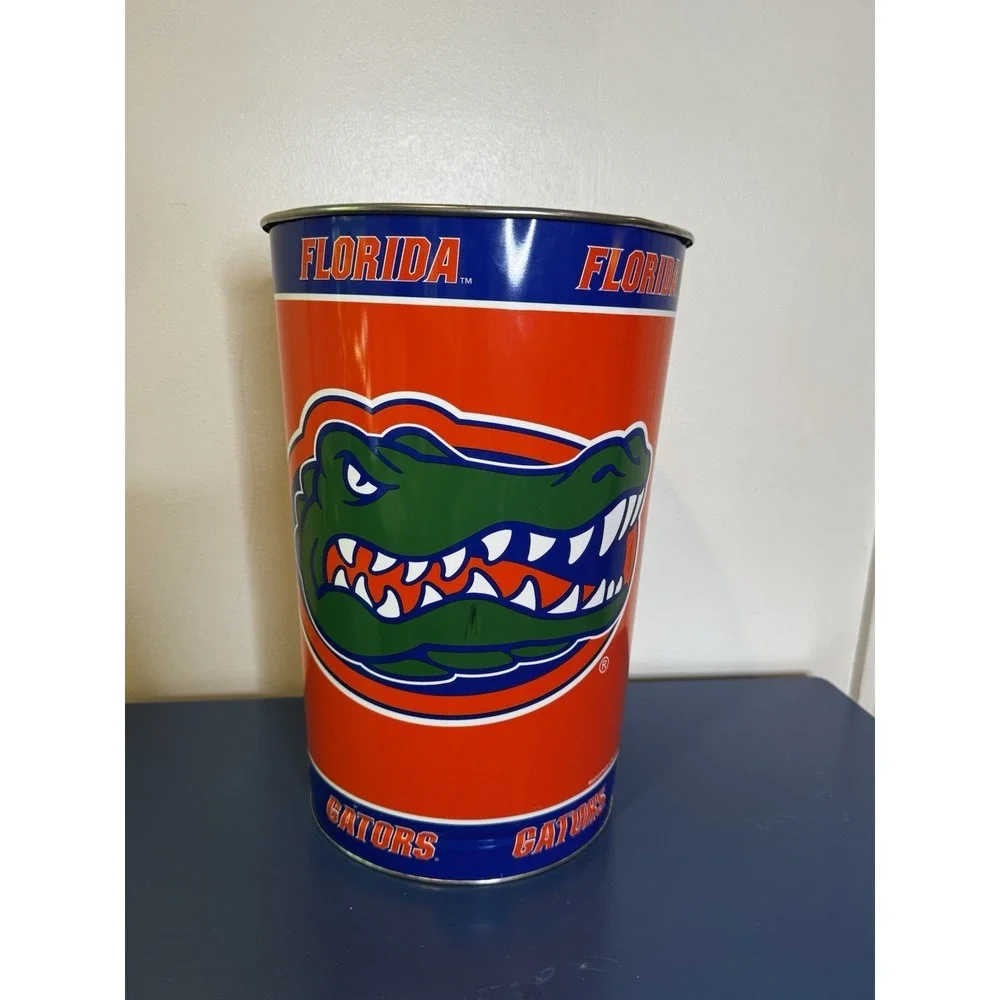 Vintage University of Florida Metal Trash Can Y2K 15